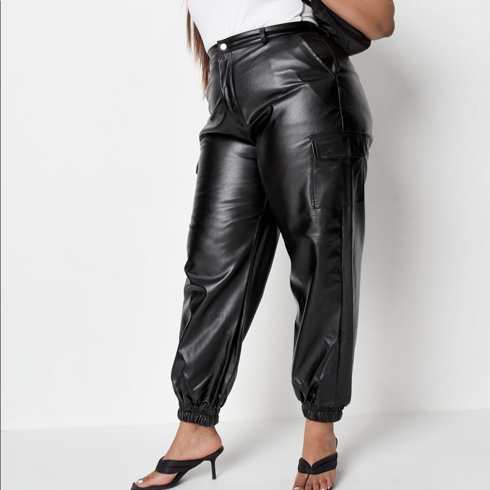 missguided plus leather cargo pants